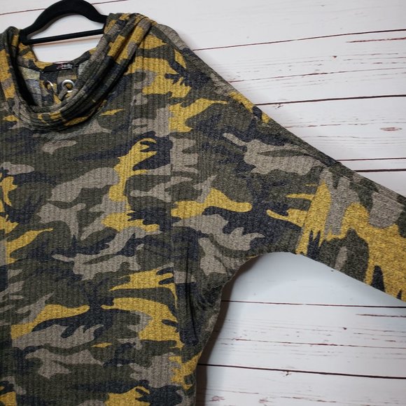 Ariella Camouflage Cowl Neck Hooded Top - Picture 3 of 12